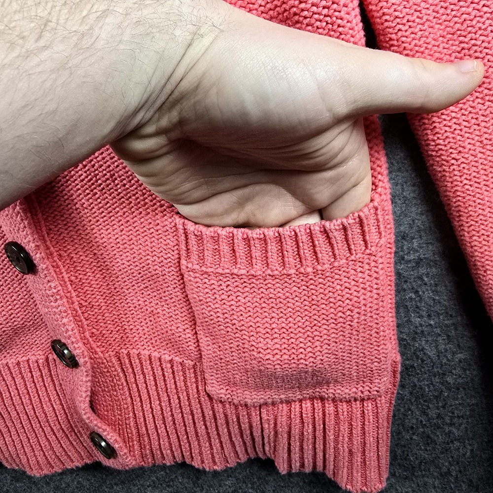 Eddie Bauer Women‎ XS Pink Coral Button Down Cardigan Sweater Pockets Girly Cute - Picture 6 of 13